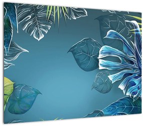 Sklenený obraz - Listy tropických rastlín (70x50 cm)