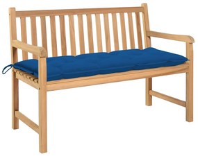Záhradná lavička, modrá podložka 120 cm, tíkový masív 3062701