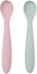 Ružové/tyrkysovomodré plastové/zo silikónu detské lyžičky v súprave 2 ks Lili – Kave Home