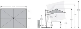 Doppler ACTIVE 350 x 260 cm - záhradný slnečník s bočnou tyčou - 2. akosť (S261)
