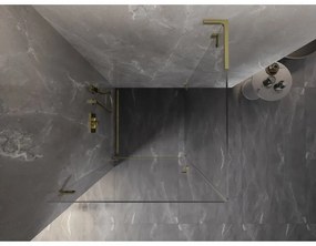 Mexen Lunar-B L sklápací sprchový kút ľavý 80 x 80 cm, číre sklo, zlatá matná, 832L-080-080-55-00-L