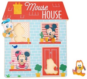 Drevené Disney puzzle, domček pre najmenších Mickey a priatelia, 24 x 30 cm