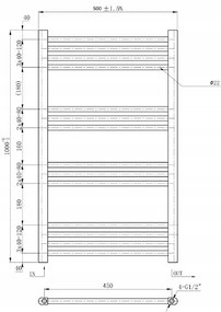Erga Basic, vykurovacie teleso 1000x500 mm, 385 W, čierna, ERG-LAV-BASIC-10050-BK