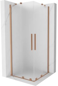 Mexen Velar Duo, sprchový kút s posuvnými dverami 90 x 90 cm, 8mm sklo námraza, medená matná, 871-090-090-32-65