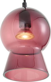 Retro závesná lampa čierna s fialovým sklom pre 1-fázový koľajnicový systém - Iconic Bell