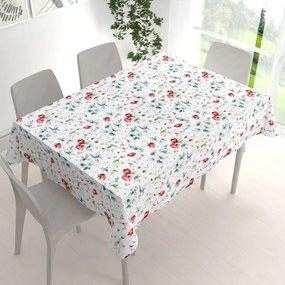 Biante Teflónový obdĺžnikový obrus TF-116 Akvarelové kvety s kolibríkmi na bielom 60x100 cm