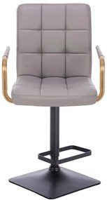 LuxuryForm Barová stolička VERONA GOLD na čiernej hranatej základni - šedá