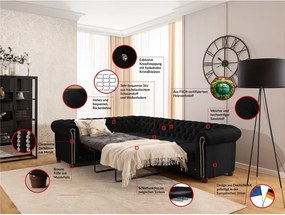 Čierna zamatová rozkladacia rohová pohovka (ľavý roh/do L) York Blik – Ropez