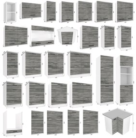 Kuchynská linka Belini 300 cm šedý antracit Glamour Wood s pracovnou doskou Syntka2  TOR SYNTKA2/7/WT/GW1/0/B1