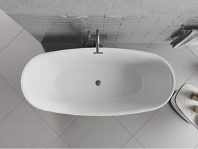 Mexen Luvo Slim, voľne stojaca vaňa 170 × 75 cm, biela lesklá, grafitový prepad, 52801707500-66