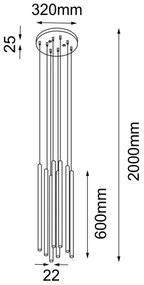 Shilo 7856 - Luster na lanku KOSAME 8xG9/10W/230V čierna