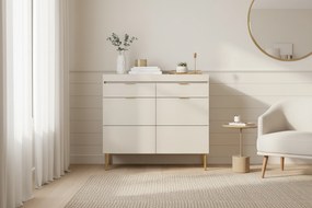 Komoda Sentia 105 cm s 2 zásuvkami - kašmírová / zlatá