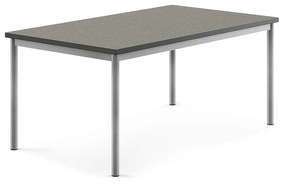 Stôl SONITUS, 1400x800x600 mm, linoleum - tmavošedá, strieborná