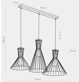 Luster na lanku SAHARA 3xE27/60W/230V