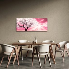 Ružový obraz stromu (120x50 cm)