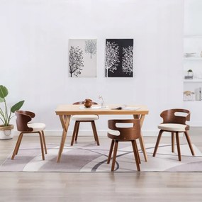 Petromila Jedálenské stoličky 4 ks krémové ohýbané drevo a umelá koža