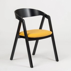 Stima stolička GURU buk s čalúneným sedákom Vyberte odtieň ->: Čierna, Vyberte látku ->: CARABU giallo 131