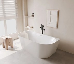 Erga Norah Slim, voľne stojaca vaňa ku stene 150x75 cm + odtoková zátka, biela lesklá, ERG-NORAH-SLIM-150075-WH-WH