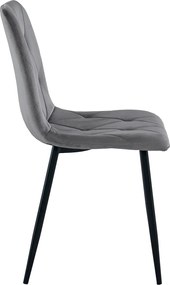 AKCIA Tmavosivá zamatová jedálenská stolička LIBRA s čiernymi nohami II. akosť