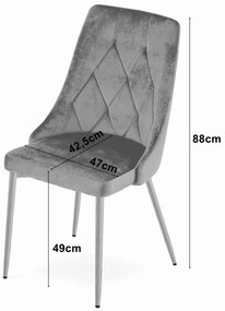 Set dvoch jedálenských stoličiek IMOLA zamatové čierne / drevené nohy (2 ks)