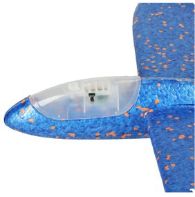 KIK Plachtiace lietadlo z polystyrénu 8LED 48x47cm modré