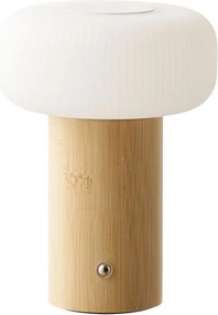 Biela/v prírodnej farbe bambusová stolová lampa s plastovým tienidlom (výška 18 cm) Stafford – House Nordic