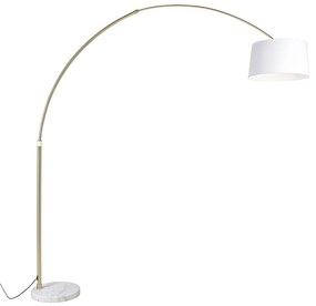 Oblúková lampa mosadzná s bielym látkovým tienidlom biela 50 cm - XXL