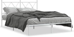 Kovový rám postele s čelom biely 140x190 cm 376551