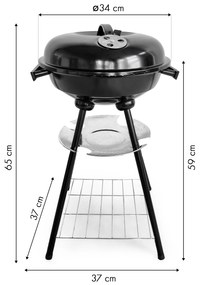 Záhradný gril s krytom a popolníkom C50-450