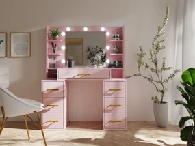 Toaletný stolík Bronetta 1 (marshmallow) (so zrkadlom) (s LED osvetlením). Akcia -20%. Vlastná spoľahlivá doprava až k Vám domov. 1123710