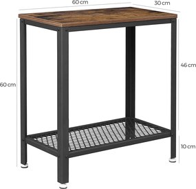 Dekorstudio Konzola LET31BX s kovovou policiou 60x30x60 cm - rustikálna hnedá