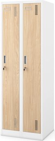 Dvojkomorová zamestnanecká skrinka biela, dub sonoma, 600x1800x500 mm: KACPER II Eco Design