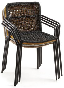 Čierna záhradná stolička s oceľovou konštrukciou Kave Home Bomer