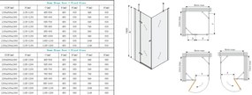 Mexen Roma, sprchovací kút 120 (dvere) x 120 (stena) cm, 6mm šedé sklo, chrómový profil, 854-120-120-01-40