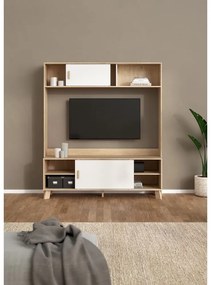 Biela/v prírodnej farbe TV zostava v dekore duba 159x181x48 cm Ikast – Tvilum