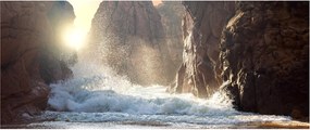 Obraz - Skaly a vlny oceánu (120x50 cm)