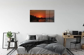 Sklenený obraz Taliansko rieka západu slnka 125x50 cm