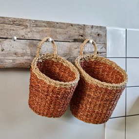 House Doctor Úložný kôš z morskej trávy Here Brown – sada 2 ks