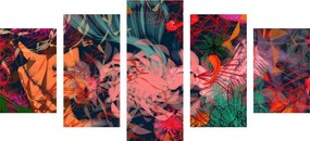 5-dielny obraz abstraktné kvetiny - 200x100