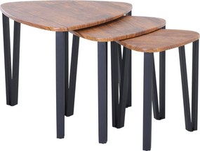 HOMCOM 3 konferenčné stolíky s minimalistickými oceľovými nohami a plastovým krytom, súprava na stohovanie pre obývaciu izbu 56x54,2x45,4 cm | Aosom
