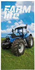 DETEXPOL Osuška Traktor blue farm  Bavlna - Froté, 70/140 cm