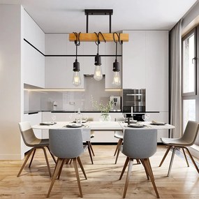 Toolight Toolight, závesné moderné svietidlo 3xE27 APP973-3CP LINE, čierna-hnedá, OSW-03242