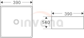 Invena Reja, keramické umývadlo na dosku 390x390x140 mm, zlatá lesklá, INV-CE-39-009-C