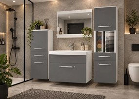 Kúpeľňový nábytok skrinky s umývadlom a zrkadlom sivá antracit grafit  ROD PRIMO M 5/0/W/SR/0/ZINC