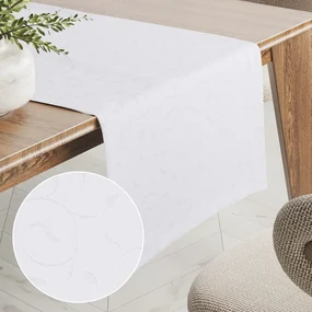 Biante Teflónový behúň na stôl TF-011 Popínavé lístky - studená biela 35x120 cm