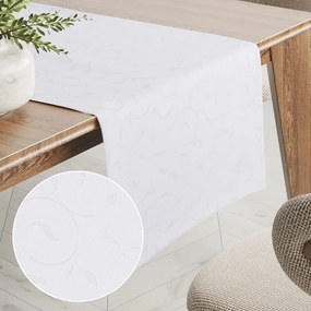 Biante Teflónový behúň na stôl TF-011 Popínavé lístky - studená biela 20x120 cm