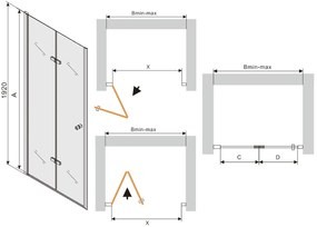 Mexen Lima, skladacie sprchové dvere do otvoru 90 x 190 cm, 6mm číre sklo, chrómový profil, 856-090-000-01-00