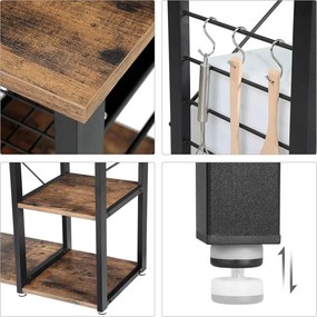 Kuchynský regál s výsuvným košom TAYLOR 84x90 cm, rustikálne hnedý