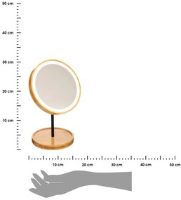 Stolové zrkadlo s LED osvetlením Round, bambus