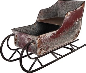 Červená antik dekorácie saně - 51*23*30 cm